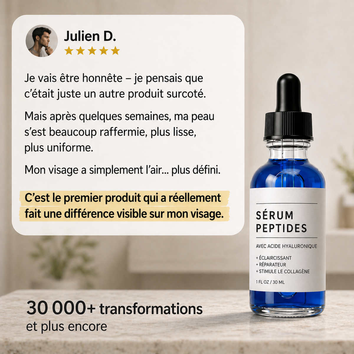 Sérum Peptides, Réparateur (30ml)